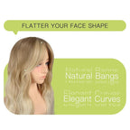 Long Wavy Ombre Ash Blonde Wig with Curtain Bangs for Women 26 Inch Synthetic Wig Natural Looking Heat Resistant Fiber Hair Wig for Daily Party Halloween Cosplay Use