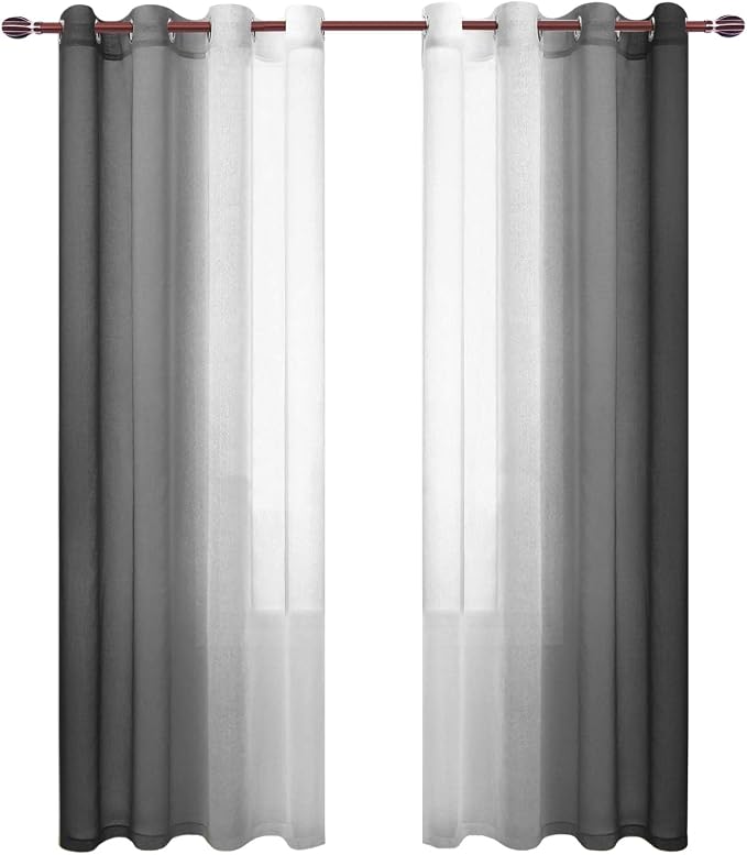 DWCN Black Ombre Faux Linen Sheer Curtains - Image 8