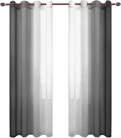 DWCN Black Ombre Faux Linen Sheer Curtains - Image 8