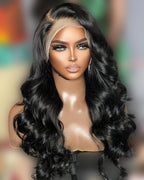 Synthetic Lace Front Wigs Pre Plucked 13x4 HD Lace Black Wigs For Black Women 26 Inch Long Wavy 100% Futura Premium Wig Ready to Wear Beginner Friendly Daily Party Use