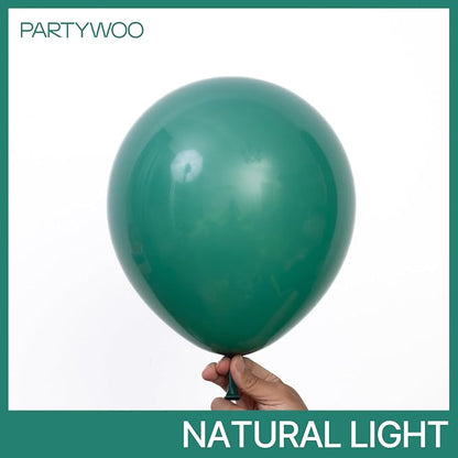 PartyWoo Dark Green Balloons 140pcs Emerald Hunter Forest Green Boho Color | - Image 2