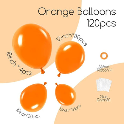 Awenztech 122pcs Orange Latex Balloons in 18 12 10 5 inches | Graduation - Image 2