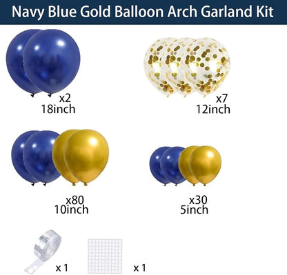 Navy Blue Gold Balloon Garland Arch Kit - Image 3