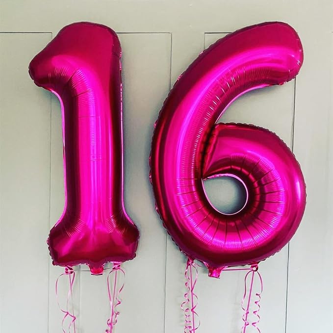 Hot Pink 16 Balloon Numbers, 40 Inch 16th Birthday Balloon Foil Mylar Number - Image 4