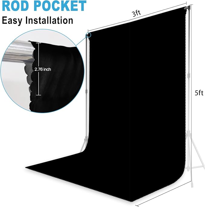 Black Photography Backdrop for Photoshoot, 3X5 FT | Versatile Studio Photo - Image 2