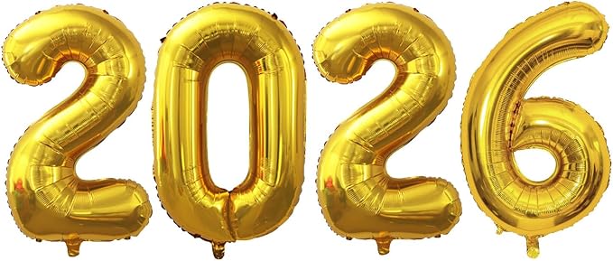 2026 Foil Number Balloons for 2026 New Year Eve Festival Party Supplies by GOER