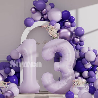 SUWEN 40 Inch Light Purple Lavender Big 13 Balloon Number Foil Helium 0-9 | - Image 4