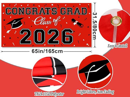WOHOHOHO 23Pcs Graduation Decorations 2026 Set, Class of 2026 Backdrop - Image 6