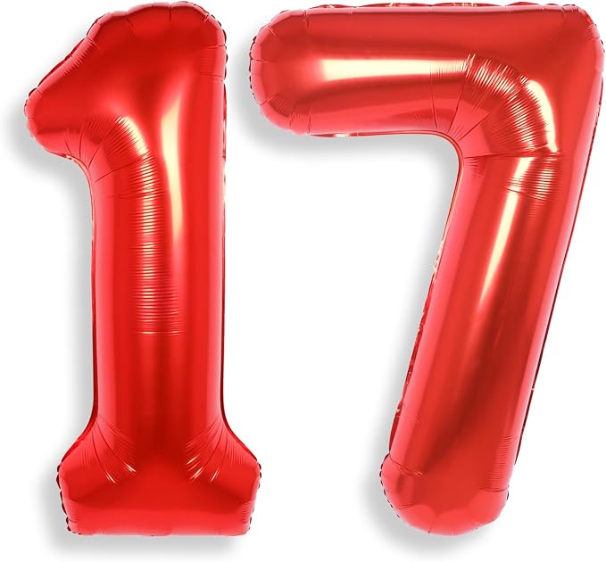 AULE 40 Inch Red 17 Balloon Number Foil 0-9 Birthday Big Numbers | Birthday by AULE