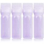 BLAAROOM Root Comb Applicator Bottle 6 Ounce, 4 Pack - Hair Oil Applicator with Root Comb Brush for Scalp Hair Oiling - Purple