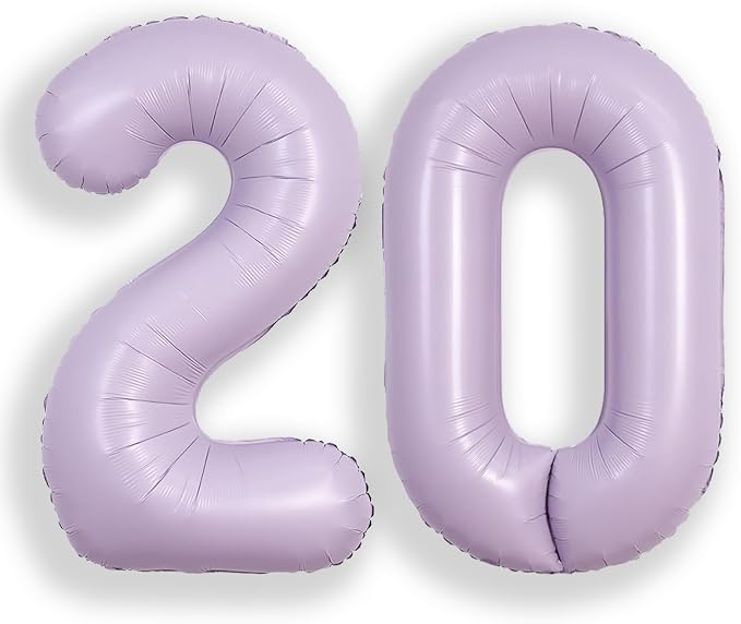 SUWEN 40 Inch Light Purple Lavender Big 20 Balloon Number Foil Helium 0-9 | by SUWEN
