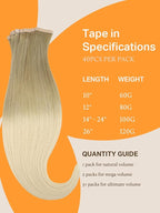 DOORES Tape in Human Hair Extensions, Light Brown to Golden Platinum Blonde 18 Inch 100g 40pcs, Hair Extensions Real Human Hair Tape in Natural Remy Straight Hair