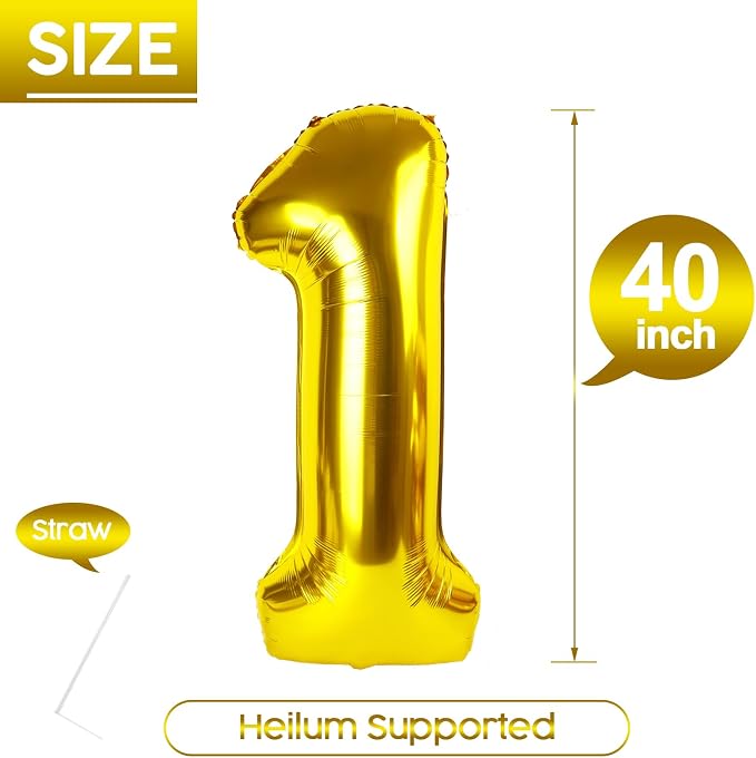 1 Balloon - Gold Birthday Number Balloons, 40 Inch Decorations Men Women | Gold - Image 5