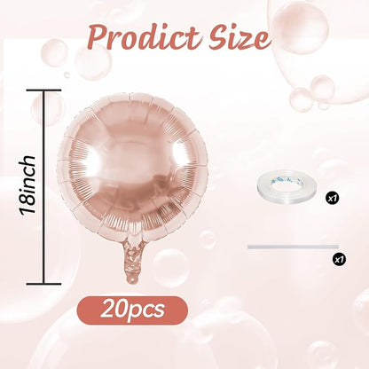 20PCS 18 Inch Round Foil Balloon, Rose Gold Round Shaped Balloons, Round Shape - Image 2