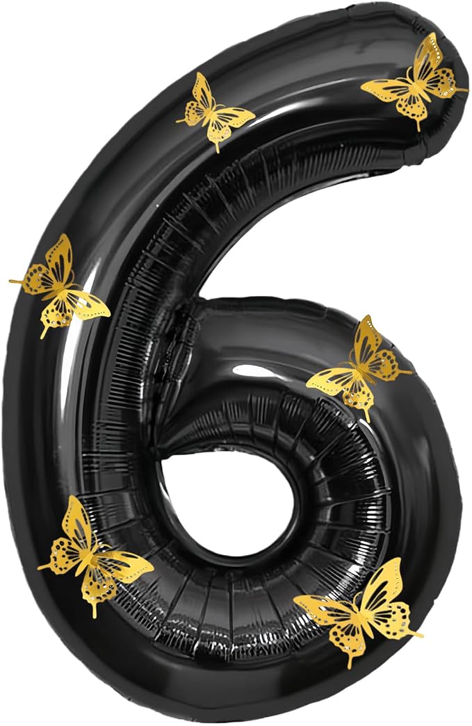 40 Inch Black Number 6 Balloon by GLASNES