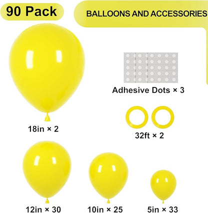 Voircoloria 90pcs Yellow Balloons Garland Arch Kit, 18 12 10 5 Inch | - Image 2