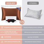 100% Mulberry Silk Pillowcase 22 Momme (SGS Certified) with Free Silk Eye Mask - Luxury Gift-Ready Folded Packaging, Cooling Pillow Cover for Hair & Skin Care (Choco, Standard (1 Pack))