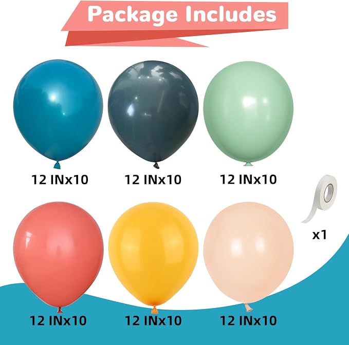 Boho Rainbow Balloons 60 Pcs 12 Inch Fall Thanksgiving Retro Balloon | Retro - Image 2
