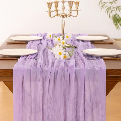 Cheesecloth Table Runner Summer Boho Wedding Birthday Party Home Decor | Lilac - Image 2