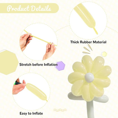 100Pcs Pastel Yellow 260 Balloons, Long Balloon - Image 3