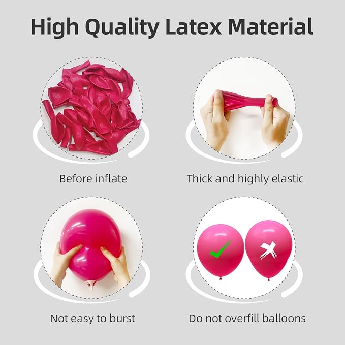 Hot Pink Balloons Different Sizes 135pcs 18 12 10 5 Inch Dark Pink Balloon Arch - Image 2