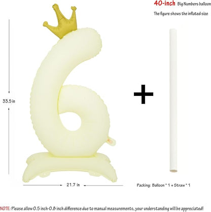 Standing White Crown Number 6 Balloon 40In Retro White Crown 6 Balloon | - Image 2