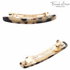 French Amie Small 2 1/4 inch Celluloid Handmade Hair Barrette No Slip Grip Durable Styling Women Hair Accessories Hair Clip for Girls, Made in France(White Tokyo)