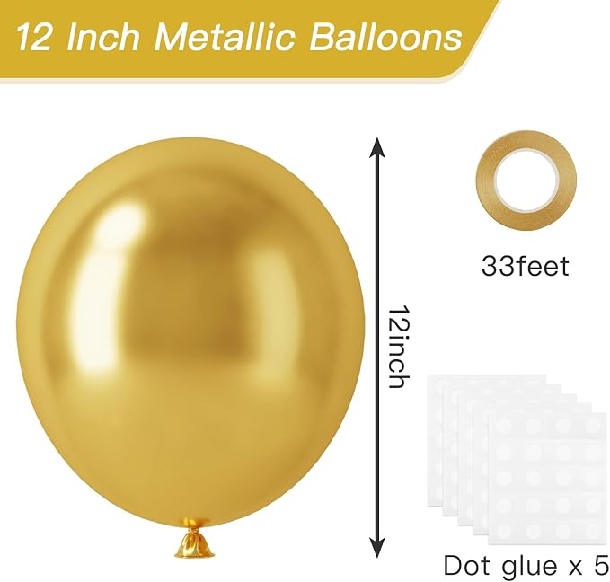RUBFAC Gold Balloons 120pcs 12 Inch, 2026 International Football Game Decor - Image 2