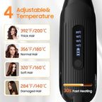 Cordless Hair Straightener, Portable Flat Iron for Travel, 2 in 1 Hair Styling Tools for straightening and Curling, Lightweight on-The-go, 4000 mAh Battery, Fast USB-C Charging (Black)