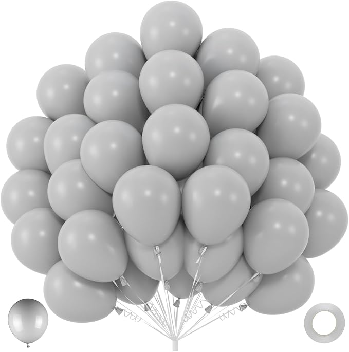 40pcs Gray Balloons 12 Inch, Helium Matte gray Latex Balloons | Balloons by ZizasAry