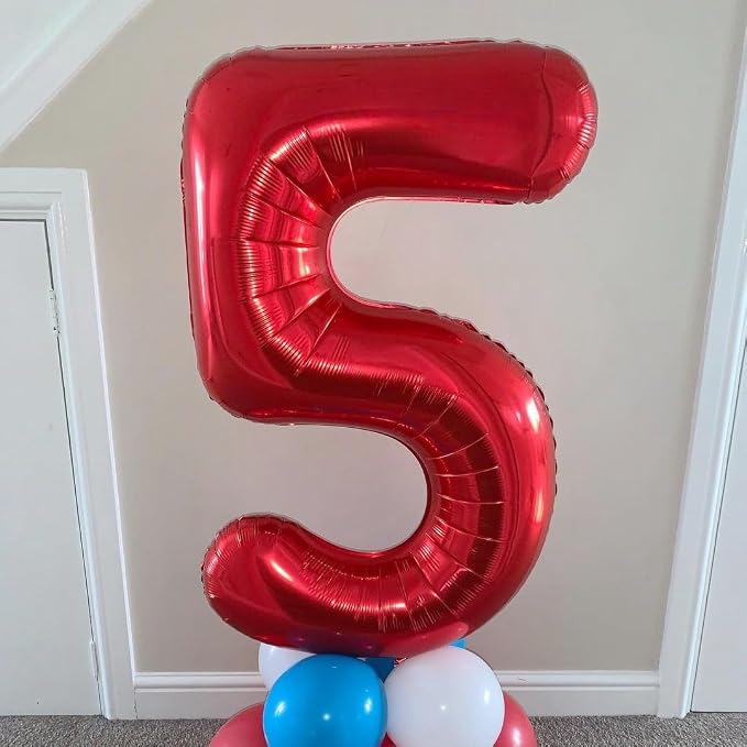Red 2 Number Balloons, 40 Inch 2 Balloons Foil Mylar Helium Big Red 2 Balloon - Image 3