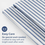 Queen Pillow Cases Set of 4 - Ultra Soft Hotel Quality Pillowcase Covers - Comfy, Cozy & Wrinkle Free - Shrinkage and Fade Resistant - Machine Washable Pillow Protectors - 4 Piece Set - Blue Stripes 2