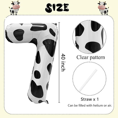 Cow Print Number Balloons, Large Foil Number 7 Balloon 40 Inch Cow Balloon - Image 2