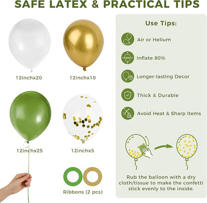 LovesTown 60PCS Sage Green Balloon Garland Kit, Balloon Arch Kit Metallic Latex - Image 7