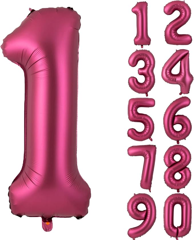 Number 1 Balloons 40 Inch Wine Red Burgundy Foil Number Balloon 1 | Wine Red by Yeodong