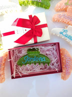 Personalized Hair Claw Clips with Rhinestones - Custom Name and Bridal Styles (Pearl Green)