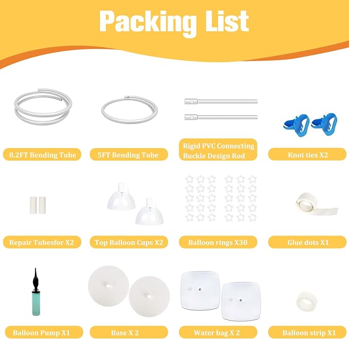 Bazen 2 Pack Arch Stand Balloon White 8.2FT&5FT Bending Half Arch Stand. | - Image 3