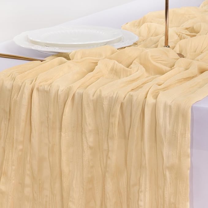Cheesecloth Table Runner Summer Boho Wedding Birthday Party Home Decor | Sand - Image 6