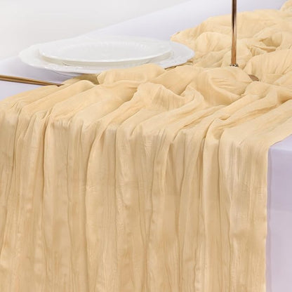 Cheesecloth Table Runner Summer Boho Wedding Birthday Party Home Decor | Sand - Image 6