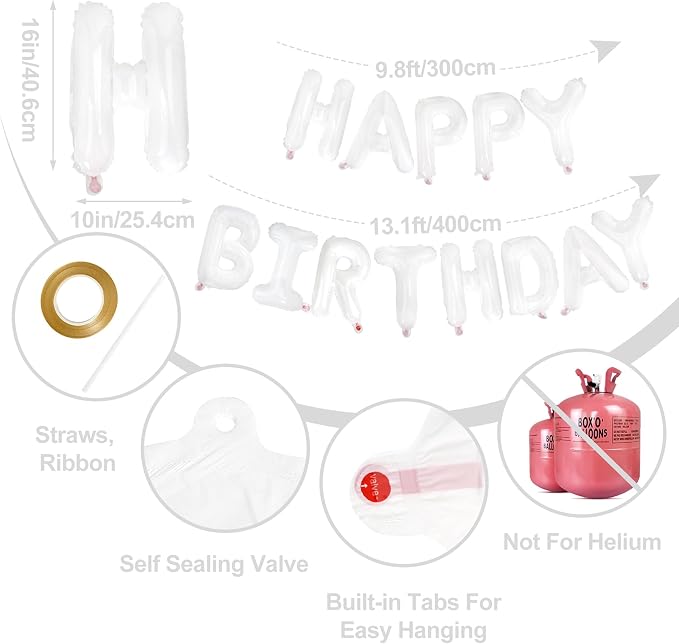 LIOZEOKUN Happy Birthday Balloon Letters 16 inch Mylar Foil Birthday Balloons - Image 2