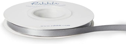 Ribbli Double Faced Silver Satin Ribbon, 1/4” x Continuous 25 Yards, Use by Ribbli