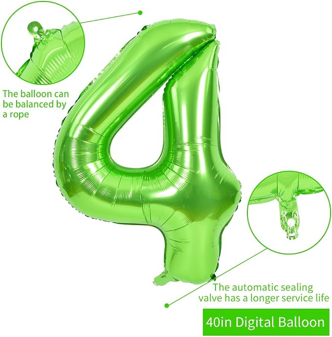 TONIFUL 40 Inch Green Number 24 Balloon Large Foil 24th Birthday Decoration | - Image 2