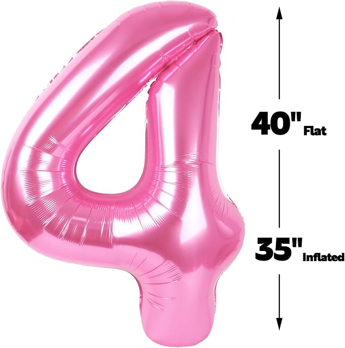Pink Number 4 Balloon 40 inch, Balloon numbers party supplies, deco photo shoot - Image 2