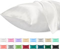 Lirex Satin Pillowcase for Hair and Skin, Super Soft and Cooling Similar to Silk, 2 Pack King Size 20"X 40" Pillow Cases with Envelope Closure, Gifts for Women Men, White