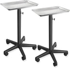 Saloniture Set of 2 - Aluminum Salon Instrument Tray, Heavy-Duty Metal Rolling Base