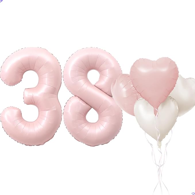 Pink 38 Balloon Number Pastel 38th Birthday Party Decorations by Unknown