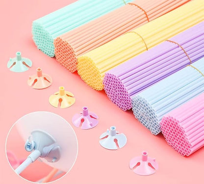 100 pcs 13inch Plastic Colorful Balloon Sticks Holders and Cups - Image 4