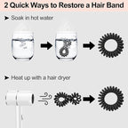 JessLab Spiral Hair Ties, 20 Pcs Traceless Phone Cord Hair Ties No Crease Spiral Bracelet Plastic Coil Ponytail Holders No-Damage Headband Hair Accessory for Girls Women Ladies Gift, Black Matte