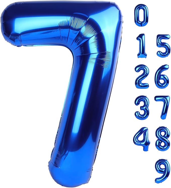 Number Balloons Navy Blue Number 7 by Mluchee