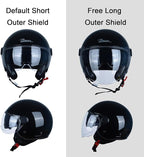Open Face Motorcycle Helmet for Adults, DOT Approved,3/4 Retro Vespa Helmet, Dual Visors Men's and Women's Motorbike Casco for Moped Cruiser Bobber and Chopper